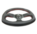 NRG Läderratt \'\'Racestyle\'\' med Röda Sömmar / Platt botten