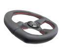 NRG Läderratt \'\'Racestyle\'\' med Röda Sömmar / Platt botten