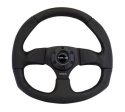 NRG Läderratt \'\'Racestyle\'\' med Svarta Sömmar / Platt Botten
