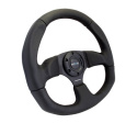 NRG Läderratt \'\'Racestyle\'\' med Svarta Sömmar / Platt Botten