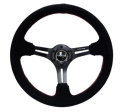 NRG Moccaratt med Svart Centrum / Röda Sömmar 350mm (3\'\' Djup)