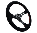 NRG Moccaratt med Svart Centrum / Röda Sömmar 350mm (3\'\' Djup)