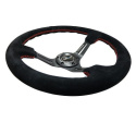 NRG Moccaratt med Svart Centrum / Röda Sömmar 350mm (3\'\' Djup)
