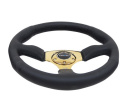 NRG Läderratt med Guldigt Centrum 350mm (2.5\'\' Djup)