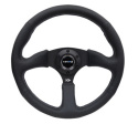 NRG Läderratt med Svart Centrum 350mm (2.5\'\' Djup)