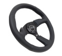 NRG Läderratt med Svart Centrum 350mm (2.5\'\' Djup)