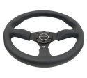NRG Läderratt med Svart Centrum 350mm (2.5\'\' Djup)