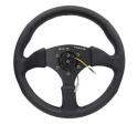 NRG Läderratt med Svart Centrum 350mm (2.5\'\' Djup)