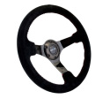 NRG Moccaratt med Svartkrom Centrum / Röda Baseballsömmar 350mm (3\'\' Djup)