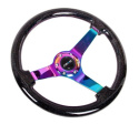 NRG Svart \'\'Glittrig\'\' Träratt med Neochrome Centrum 350mm (3\'\' Djup)