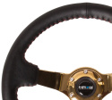 NRG Läderratt med Guldigt Centrum / Röda Baseballsömmar 350mm (3\'\' Djup)
