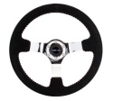 NRG Moccaratt med Chrome centrum / Röda Baseballsömmar 350mm ( 3\'\' Djup)