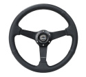 NRG Läderratt med Svart Centrum 350mm (Flat)