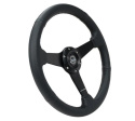 NRG Läderratt med Svart Centrum 350mm (Flat)