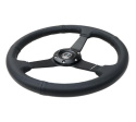 NRG Läderratt med Svart Centrum 350mm (Flat)