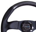 NRG Kolfiberratt med Lädergrepp / Platt Botten 320mm