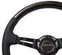 NRG Kolfiberratt med Svart Centrum / Lädergrepp 350mm (1.5\'\' Djup)