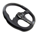 NRG Kolfiberratt med Lädergrepp / Platt Botten 350mm