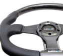 NRG Kolfiberratt med Lädergrepp / Platt Botten 350mm