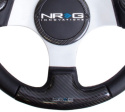 NRG Kolfiber-/Läder-ratt med Gummitutknapp 350mm