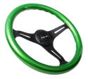 Classic Träratt 330mm 3-ekrad Mattsvart Centrum Grön Ratt NRG