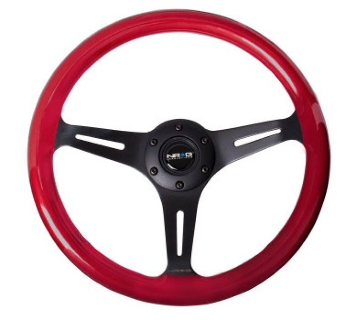 NRG-ST-015BK-RD Classic Träratt 330mm 3-ekrad Mattsvart Centrum Röd Ratt NRG
