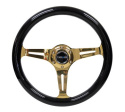 Classic Träratt 350mm 3-ekrad Guldigt Centrum Svart Ratt NRG
