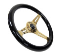 Classic Träratt 350mm 3-ekrad Guldigt Centrum Svart Ratt NRG