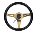 Classic Träratt 350mm 3-ekrad Guldigt Centrum Svart Ratt NRG