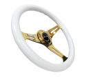Classic Träratt 350mm 3-ekrad Guldigt Centrum Vit Ratt NRG