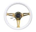 Classic Träratt 350mm 3-ekrad Guldigt Centrum Vit Ratt NRG