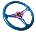 Träratt 350mm 3-ekrad Neo-Chrome Centrum Blå Ratt NRG