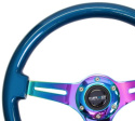 Träratt 350mm 3-ekrad Neo-Chrome Centrum Blå Ratt NRG