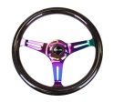 Träratt 350mm 3-ekrad Neo-Chrome Centrum Svart Glittrig Ratt NRG