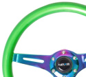 Träratt 350mm 3-ekrad Neo-Chrome Centrum Grön Ratt NRG