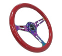 Träratt 350mm 3-ekrad Neo-Chrome Centrum Röd Ratt NRG
