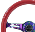 Träratt 350mm 3-ekrad Neo-Chrome Centrum Röd Ratt NRG