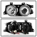 BMW E34 89-94 / BMW E32 88-92 Strålkastare Projektor - (Passar ej 750) - LED Halo - Krom Spyder Auto