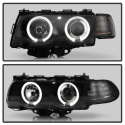 BMW E38 99-01 Strålkastare Projektor - Xenon/HID (Passar ej halogen) - LED Halo - Svarta - Helljus H1 - Halvljus D2S (Ej Inkluderat) Spyder Auto