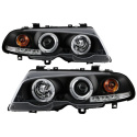 BMW E46 00-03 2DR / M3 01-06 2DR 1PC Strålkastare Projektor - LED Halo - Svarta Spyder Auto