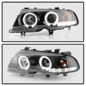 BMW E46 00-03 2DR / M3 01-06 2DR 1PC Strålkastare Projektor - LED Halo - Svarta Spyder Auto