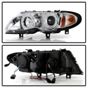 BMW E46 02-05 4DR Strålkastare Projektor 1PC - LED Halo - Krom Spyder Auto
