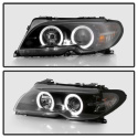 BMW E46 04-06 2 DR Strålkastare (Passar ej Xenon/HID-Modeller) - LED Halo - Svarta Spyder Auto