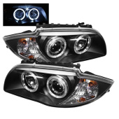 PRO-YD-BMWE87-HL-BK BMW E87 1-Series 08-11 Strålkastare Projektor - LED Halo - Svarta Spyder Auto (1)