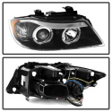 BMW E90 06-08 4DR Strålkastare Projektor - LED Halo Utbytbara Ljuslister - Svarta Spyder Auto