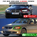 BMW E90 06-08 4DR Strålkastare Projektor - LED Halo Utbytbara Ljuslister - Svarta Spyder Auto