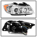 BMW E90 06-08 4DR Strålkastare Projektor - LED Halo Utbytbara Ljuslister - Krom Spyder Auto