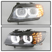 PRO-YD-BMWE9009-AFSHID-BK BMW E90 / E91 3-Serie 09-12 Strålkastare Projektor - LED Halo (Endast modeller med Xenon och AFS) - Svarta Spyder Auto (8)