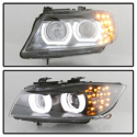 BMW E90 / E91 3-Serie 09-12 Strålkastare Projektor - LED Halo (Endast modeller med Halogen) - Svarta Spyder Auto