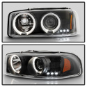 Sierra 1500/2500/3500 99-06 Strålkastare Projektor - LED Halo Svarta - Helljus 9005 (Ej Inkluderat) - Halvljus 9006 (Inkluderat) Spyder Auto